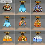 Tiffany Stained Art Glass Semi Flush Mount Ceiling Light - Single - Bulb Shaded Fixture