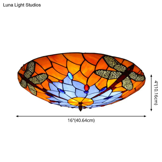 Tiffany Stained Glass Ceiling Light For Rustic Décor In Living Room/Stairway