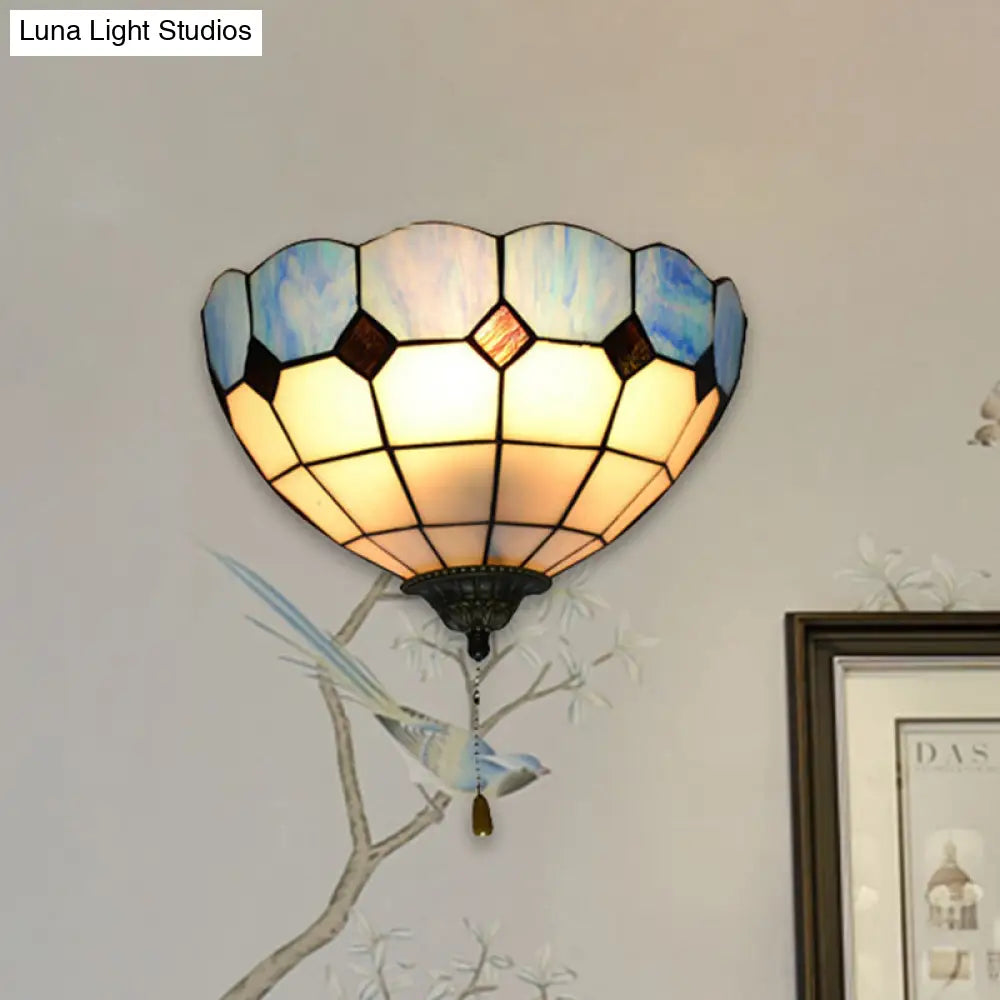 Tiffany Stained Glass Wall Sconce With Pull Switch - 1 Light