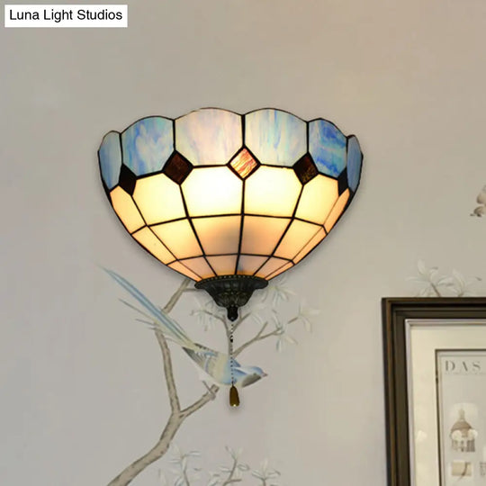 Tiffany Stained Glass Wall Sconce With Pull Switch - 1 Light