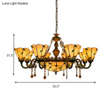 Tiffany Style Agate Leaf Chandelier In Antique Art Glass - 7/9/13 Lights Beige Ideal For Hotels