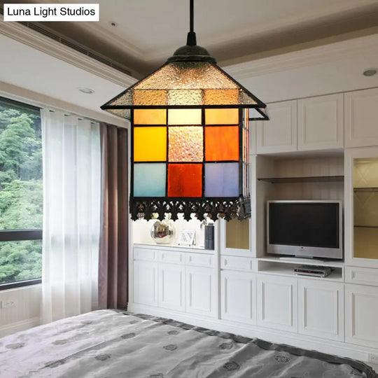 Tiffany Stained Art Glass Pendant Light - Stylish House Suspension Lighting Clear