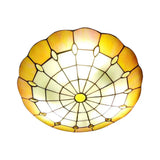Tiffany Style Green/Yellow Dome Ceiling Lights With Jewel Decoration - 12/16/19.5 Wide Flush Mount