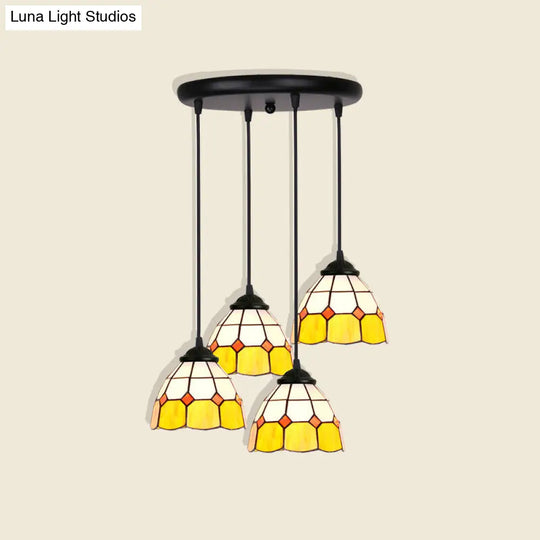 Handcrafted Tiffany Style Floral Pendant Ceiling Light Suspension Lamp For Dining Room 4 / Yellow