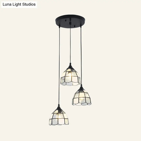 Tiffany-Style Handcrafted Glass Ceiling Lamp With Bell Design - 3-Bulb Suspension Light