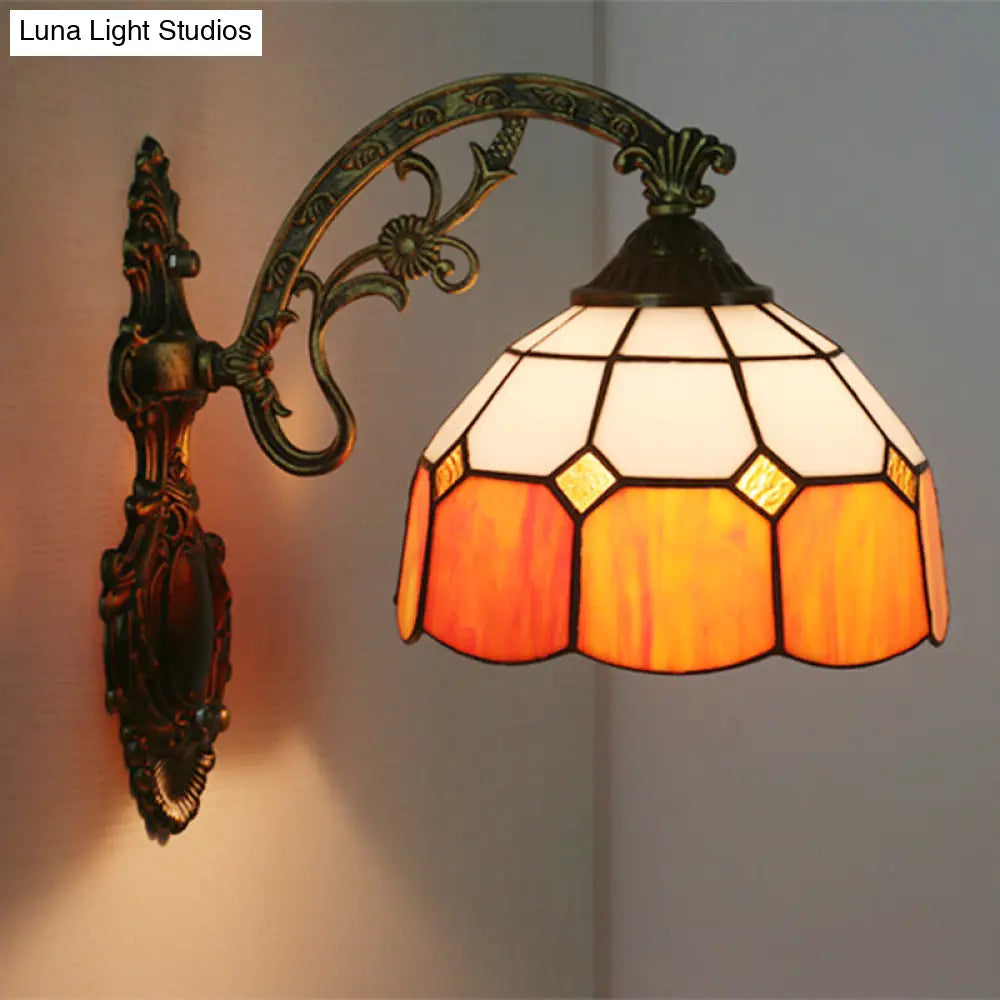 Tiffany Style Scalloped Wall Light-Grid Glass 1 Head Orange/Blue/Pink