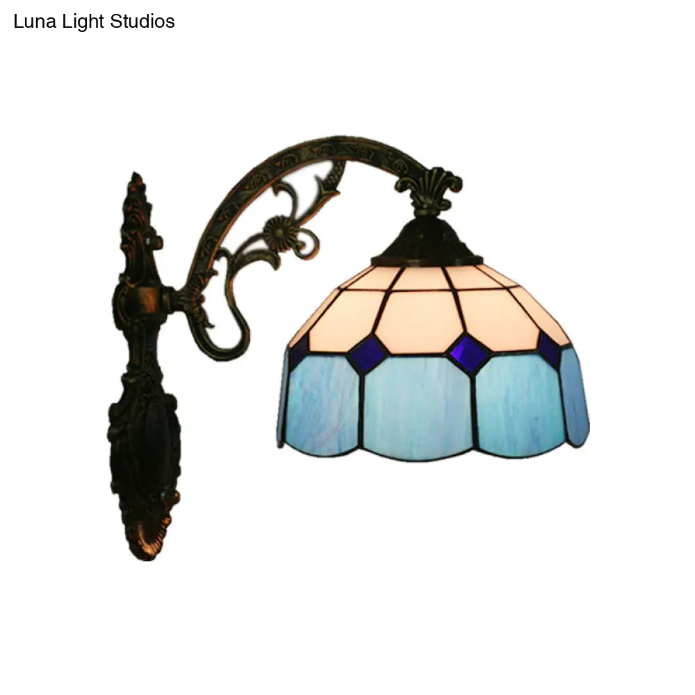 Tiffany Style Scalloped Wall Light-Grid Glass 1 Head Orange/Blue/Pink