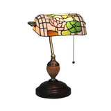 Tiffany Style Stained Glass Nightstand Lamp - Single Head Brass Table Light For Bedroom / Lotus