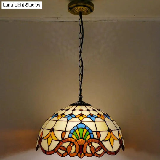 Tiffany-Style Stained Glass Pendant Light: Elegant 1-Light Hanging Lamp For Dining Room