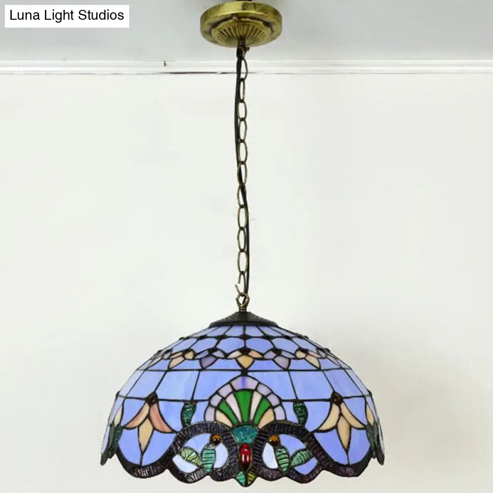 Tiffany-Style Stained Glass Pendant Light: Elegant 1-Light Hanging Lamp For Dining Room