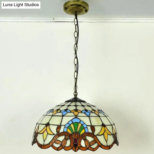 Tiffany-Style Bowl Pendant Light With Stained Glass - Ideal For Dining Room Beige / 16