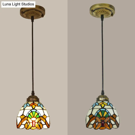 Tiffany-Style Stained Glass Pendant Light: Elegant 1-Light Hanging Lamp For Dining Room