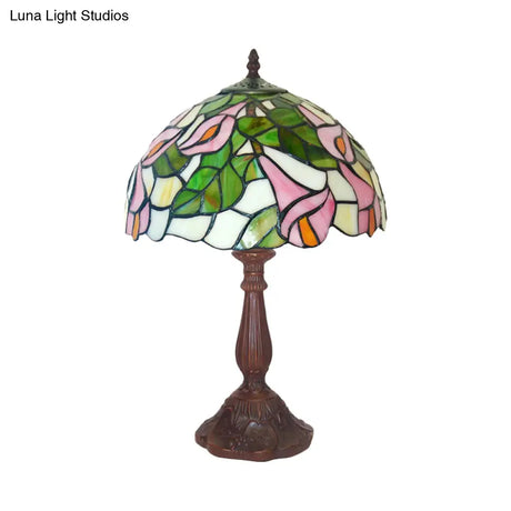 Tiffany Style Stained Glass Petunia Table Lamp - Single Coffee Nightstand Light