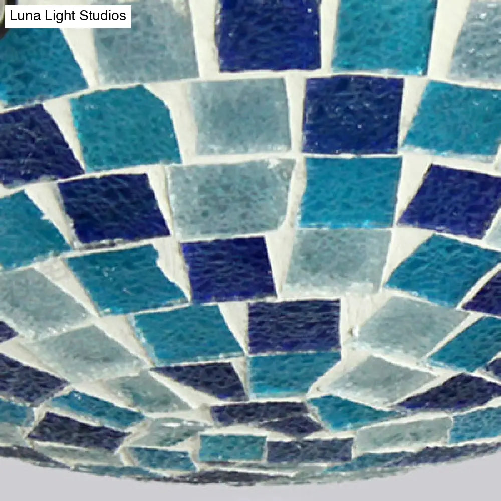 Tiffany Style Stained Glass Round Ceiling Light Fixture - 12/16 Diameter Flush Mount With Shell
