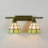 Tiffany Style Stained Glass Wall Sconce Light With Domed Design - 2 Heads In Yellow/Pink/Green/Blue