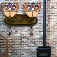 Tiffany Style Vintage Wall Sconce - Stained Glass With 2 Lights Antique Bronze Bedroom Décor White
