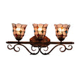 Tiffany Vintage Cafe Lattice Bell Wall Light With Jewelry Glass - 3 Heads Copper Lamp Clear