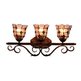 Tiffany Vintage Cafe Lattice Bell Wall Light With Jewelry Glass - 3 Heads Copper Lamp Clear