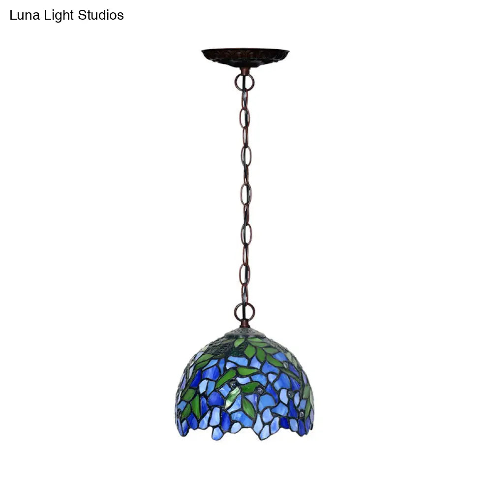 Tiffany Yellow Cut Glass Pendant Lamp 8/12/16 W - Ideal For Kitchen Dome Hanging Chandelier With 1/2