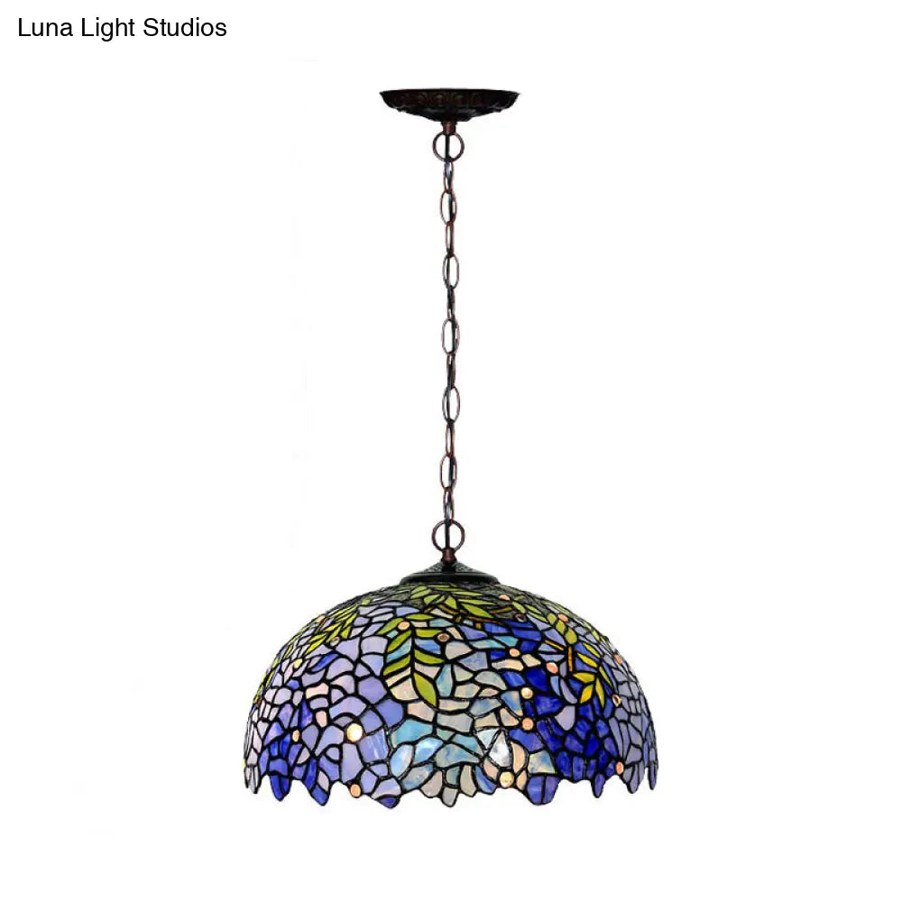 Tiffany Yellow Cut Glass Pendant Lamp 8/12/16 W - Ideal For Kitchen Dome Hanging Chandelier With 1/2