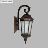 Tiger Striped Rust Outdoor Wall Lamp With Glass Water Lodge And Star Anise Design