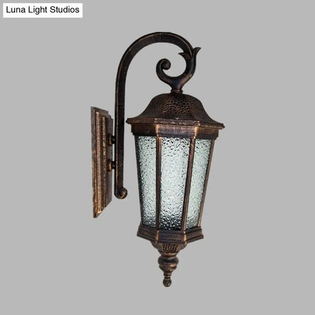 Tiger Striped Rust Outdoor Wall Lamp With Glass Water Lodge And Star Anise Design