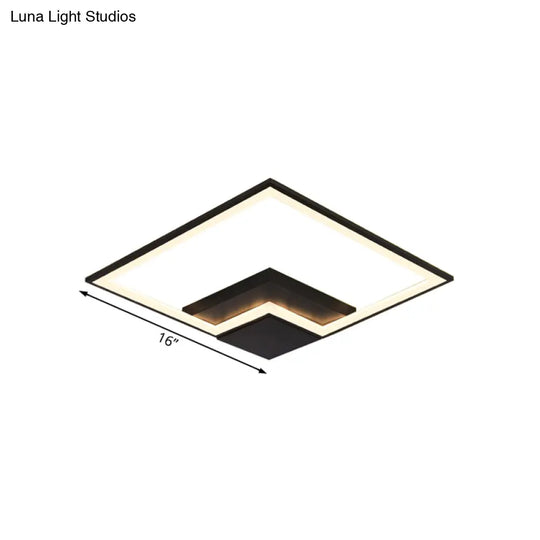 Torch Square Ceiling Lamp Simplicity - Black/White Led Acrylic Flush Mount Light (16/19.5/23.5)