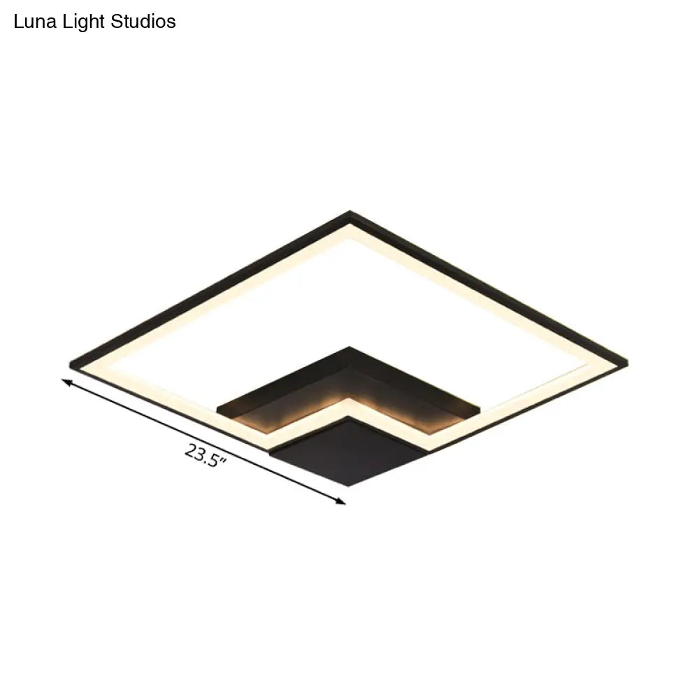 Torch Square Ceiling Lamp Simplicity - Black/White Led Acrylic Flush Mount Light (16/19.5/23.5)
