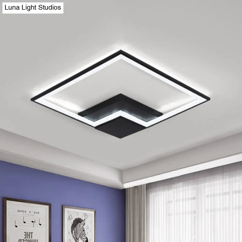 Torch Square Ceiling Lamp Simplicity - Black/White Led Acrylic Flush Mount Light (16/19.5/23.5)