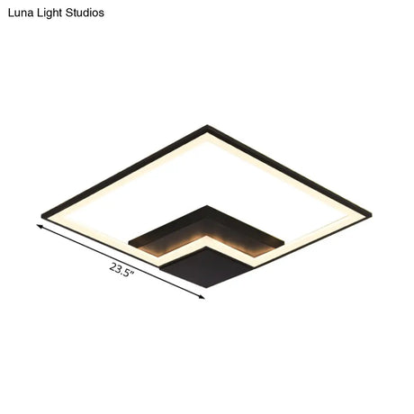 Torch Square Ceiling Lamp Simplicity - Black/White Led Acrylic Flush Mount Light