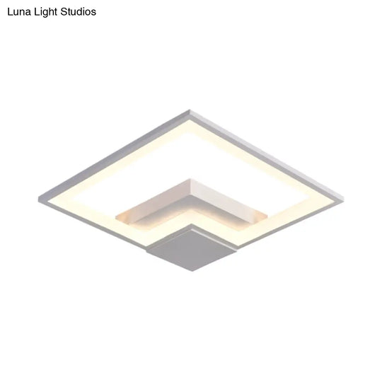 Torch Square Ceiling Lamp Simplicity - Black/White Led Acrylic Flush Mount Light (16/19.5/23.5)