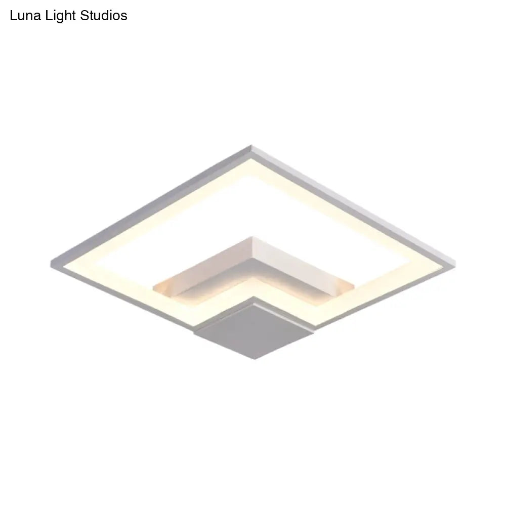 Torch Square Ceiling Lamp Simplicity - Black/White Led Acrylic Flush Mount Light