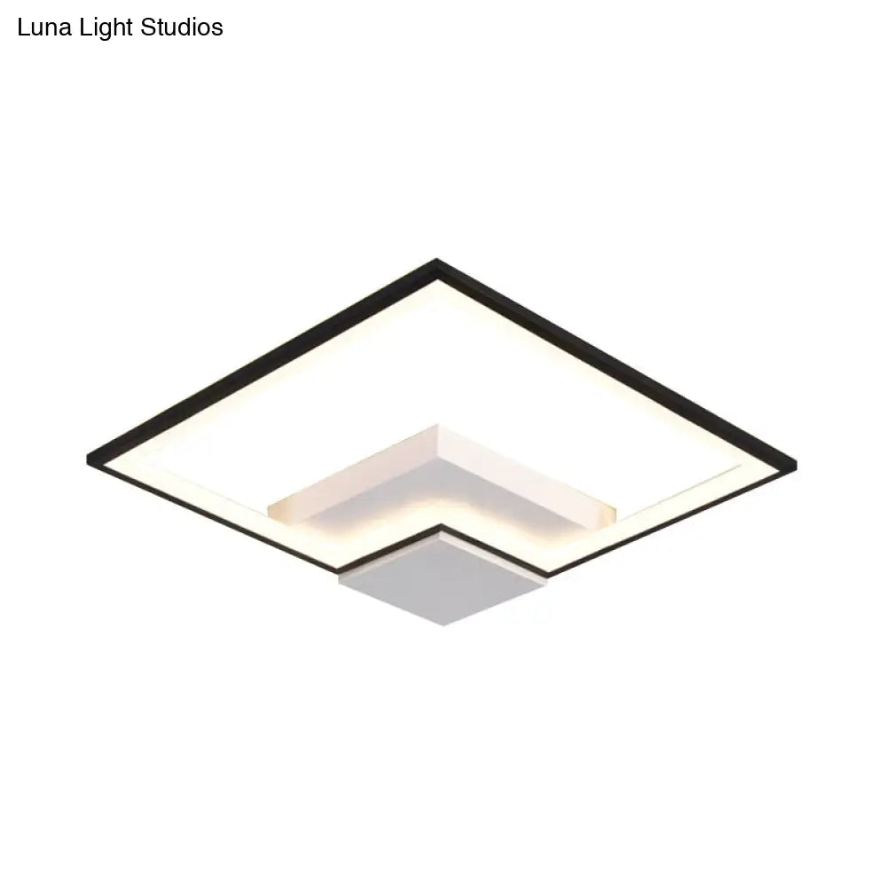 Torch Square Ceiling Lamp Simplicity - Black/White Led Acrylic Flush Mount Light