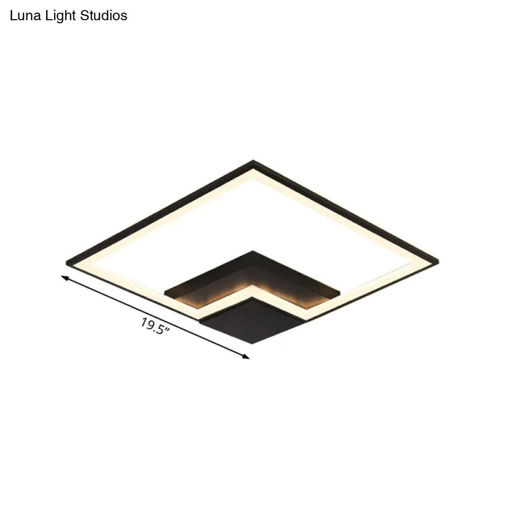 Torch Square Ceiling Lamp Simplicity - Black/White Led Acrylic Flush Mount Light (16/19.5/23.5)