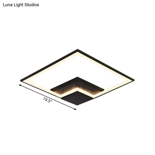 Torch Square Ceiling Lamp Simplicity - Black/White Led Acrylic Flush Mount Light (16/19.5/23.5)
