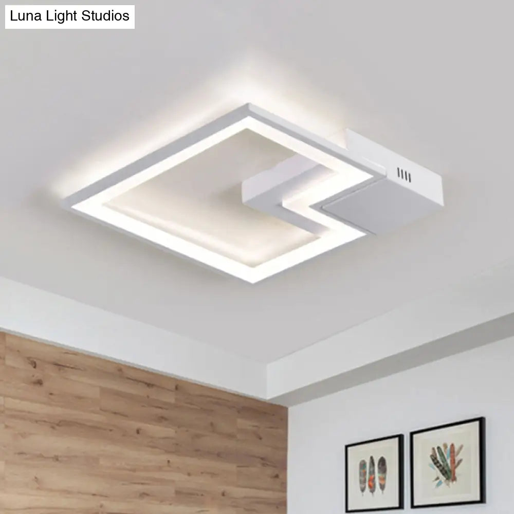Torch Square Ceiling Lamp Simplicity - Black/White Led Acrylic Flush Mount Light