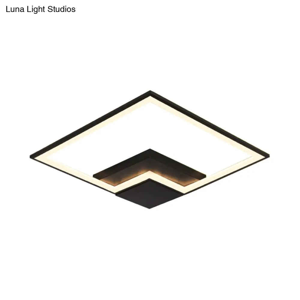 Torch Square Ceiling Lamp Simplicity - Black/White Led Acrylic Flush Mount Light