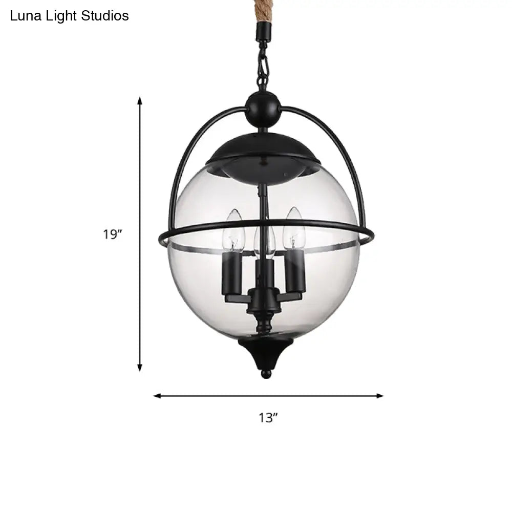 Traditional 3-Light Black Glass Chandelier - Stylish Pendant Lighting For Living Room