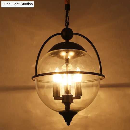 Traditional 3-Light Black Glass Chandelier - Stylish Pendant Lighting For Living Room