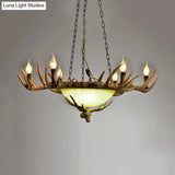 Traditional 6-Head Brown Glass Ceiling Candle Lamp - Chandelier Pendant Light For Living Room