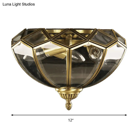 Traditional Basket - Shaped Flush Mount Ceiling Light With Clear Beveled Glass - 3 Lights