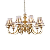 Traditional Bedroom Chandelier Light With Frosted Glass Shades - Polished Brass Finish 3/5/6 Lights
