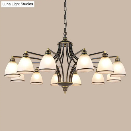 Traditional Bell Shade Frosted Glass Ceiling Chandelier Light - Ideal For Living Room Décor