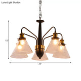 Traditional Black And Gold 3/5/6-Light Conical Chandelier Pendant With Clear Glass Shade