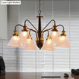 Traditional Black And Gold 3/5/6-Light Conical Chandelier Pendant With Clear Glass Shade
