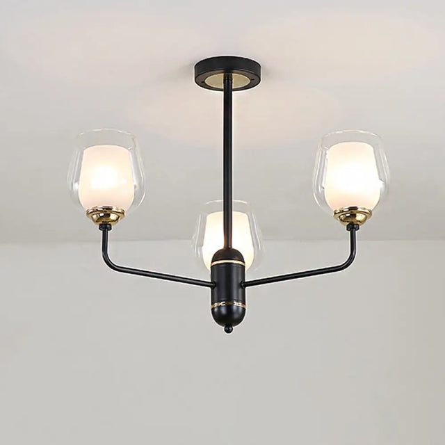 Traditional Black Cup Shape Chandelier With Clear Glass: 3/6/8 Lights Pendant Light Fixture For