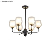Traditional Black Cup Shape Chandelier With Clear Glass: 3/6/8 Lights Pendant Light Fixture For