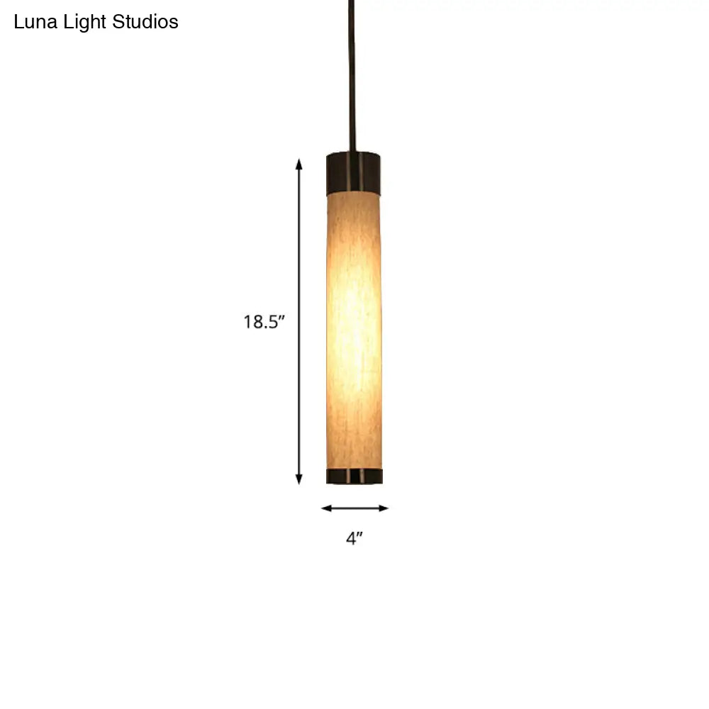 Traditional Black Fabric Tube Pendant Ceiling Light For Bedroom