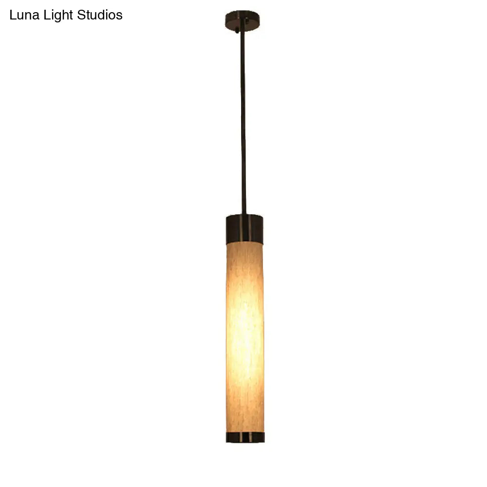 Traditional Black Fabric Tube Pendant Ceiling Light For Bedroom