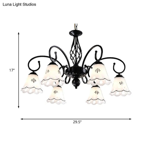 Traditional Black Floral Chandelier - Metal Ceiling Light With 5/6/8 Lights Living Room Fixture
